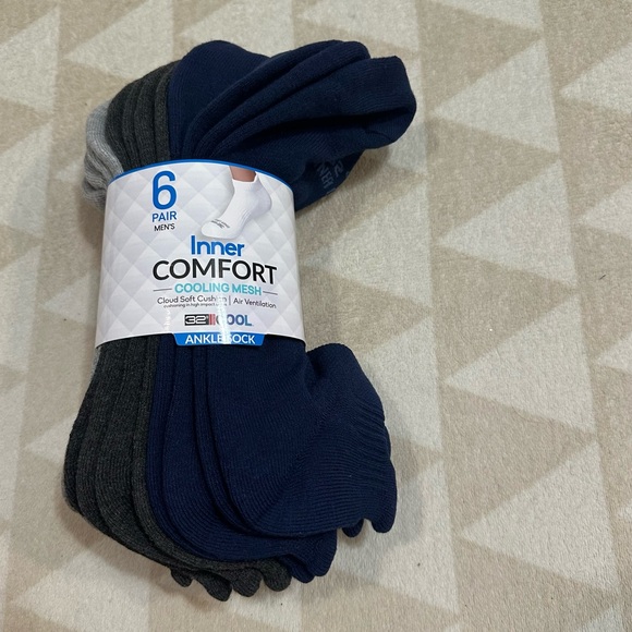 32 degrees mens 6 pair socks navy heather black heather gray - Picture 1 of 2